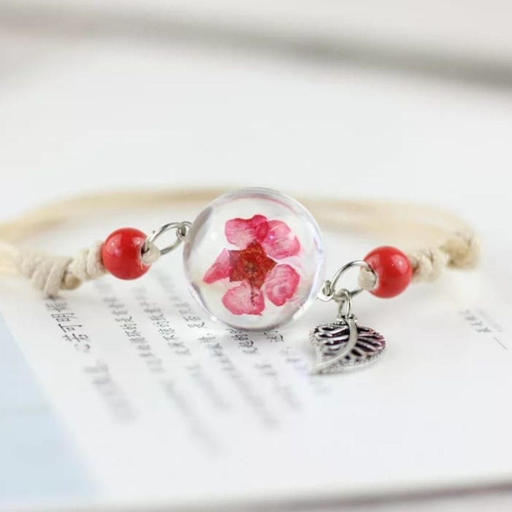 Glass Ball Dried Dandelion Bracelets Ceramic  Hand